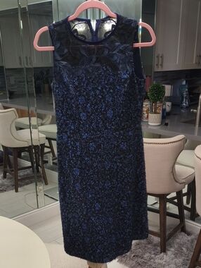 Elie Tahari Navy Sleeveless Midi Dress